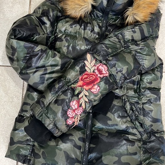 UPCYCLED S13 camouflage puffer coat jacket with runners thumb holes size XL - Picture 5 of 11